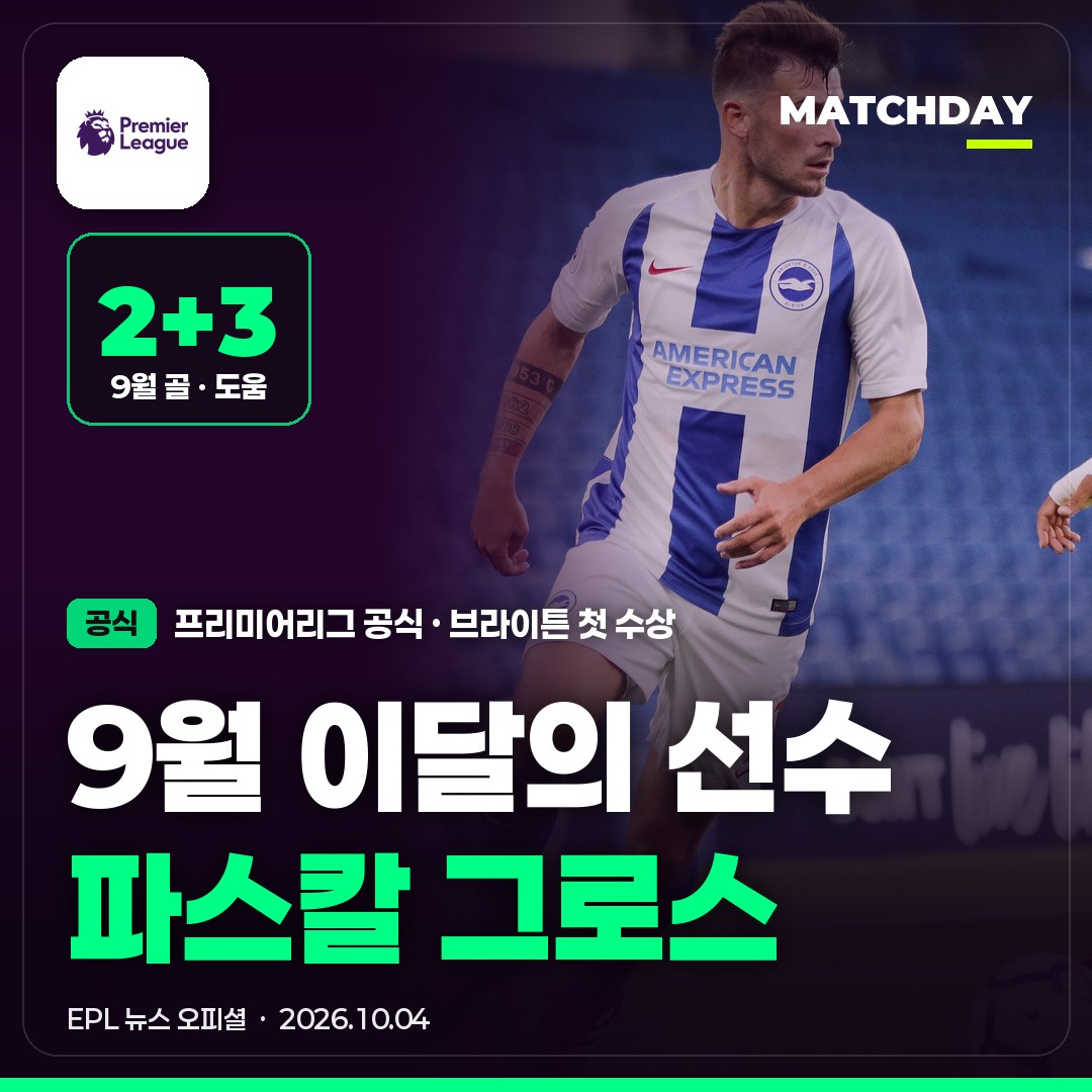 EPL이달의선수 파스칼그로스 브라이튼