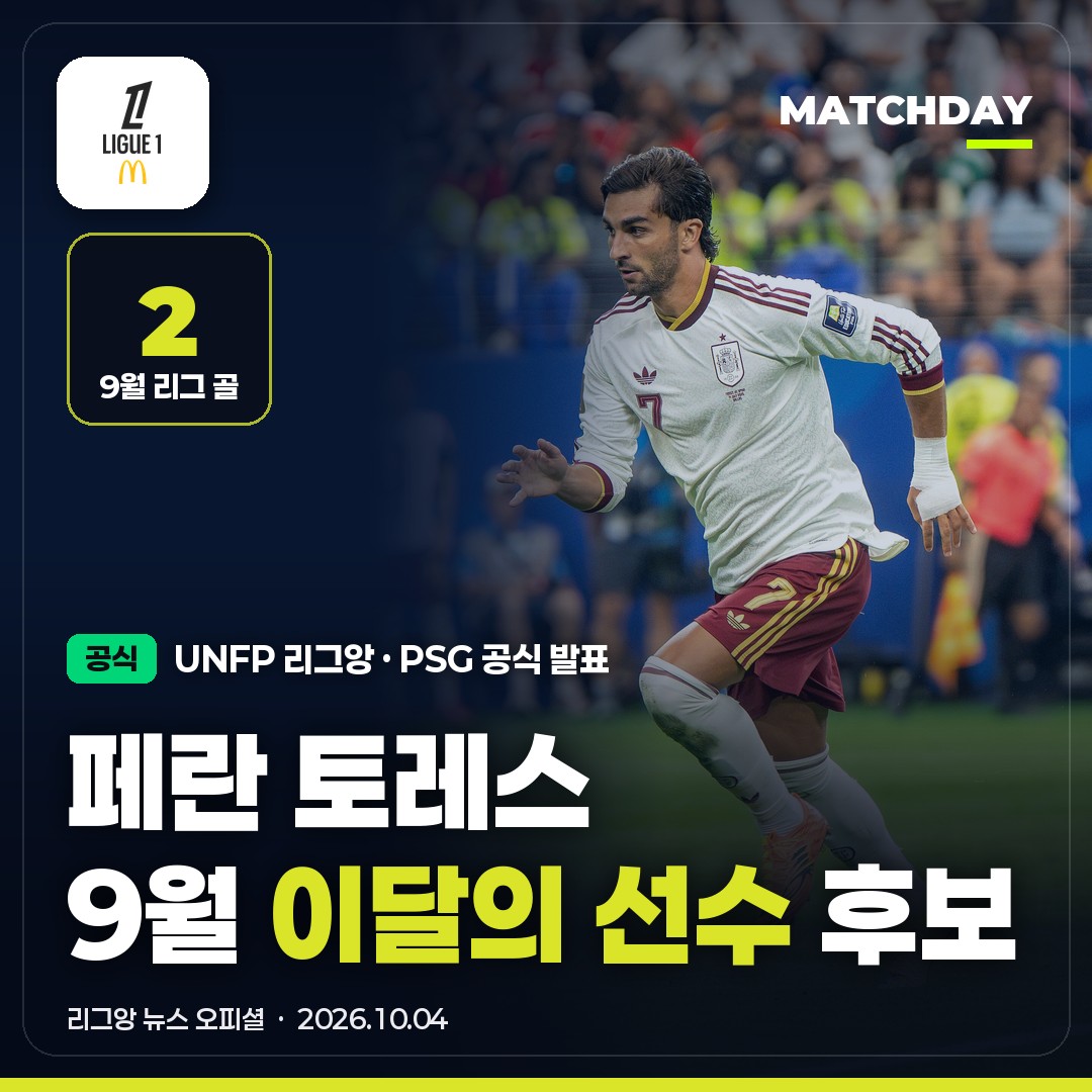 페란토레스 PSG 리그앙이달의선수
