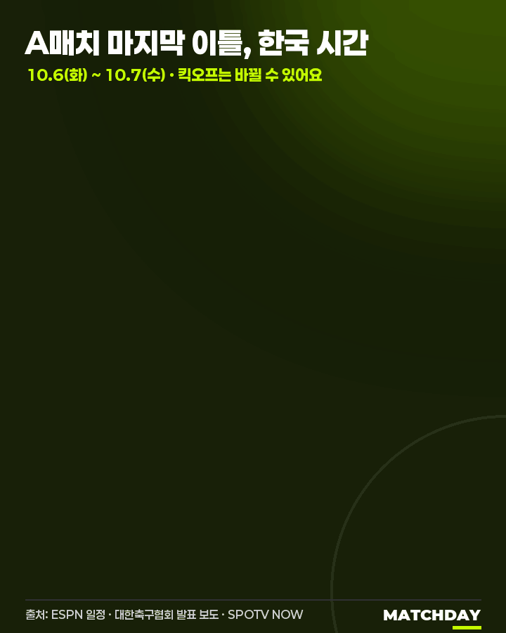 A매치 마지막 이틀, 한국 시간 총정리 움짤