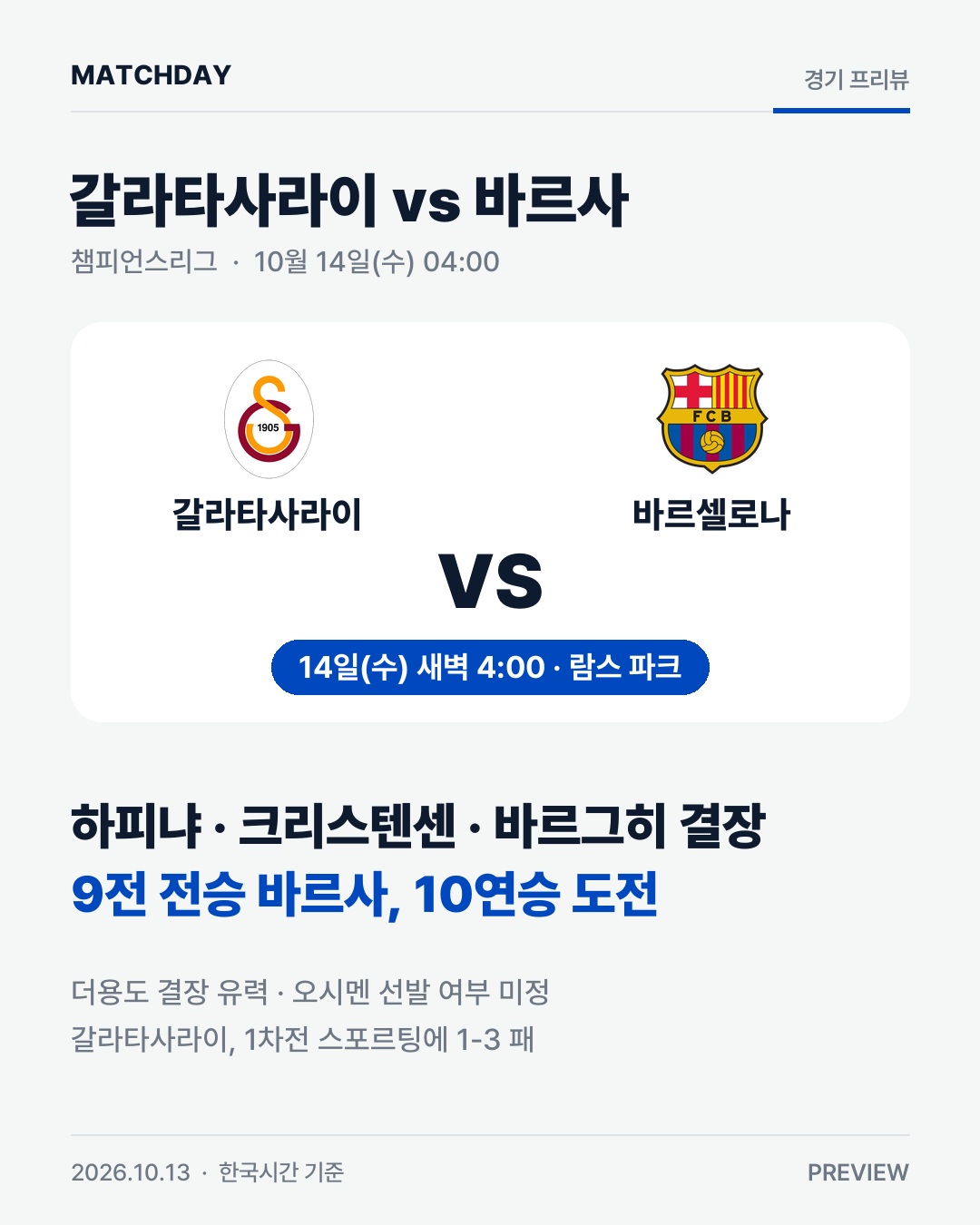 9전 전승 바르사, 하피냐 없이 이스탄불 간다 경기 리포트 1