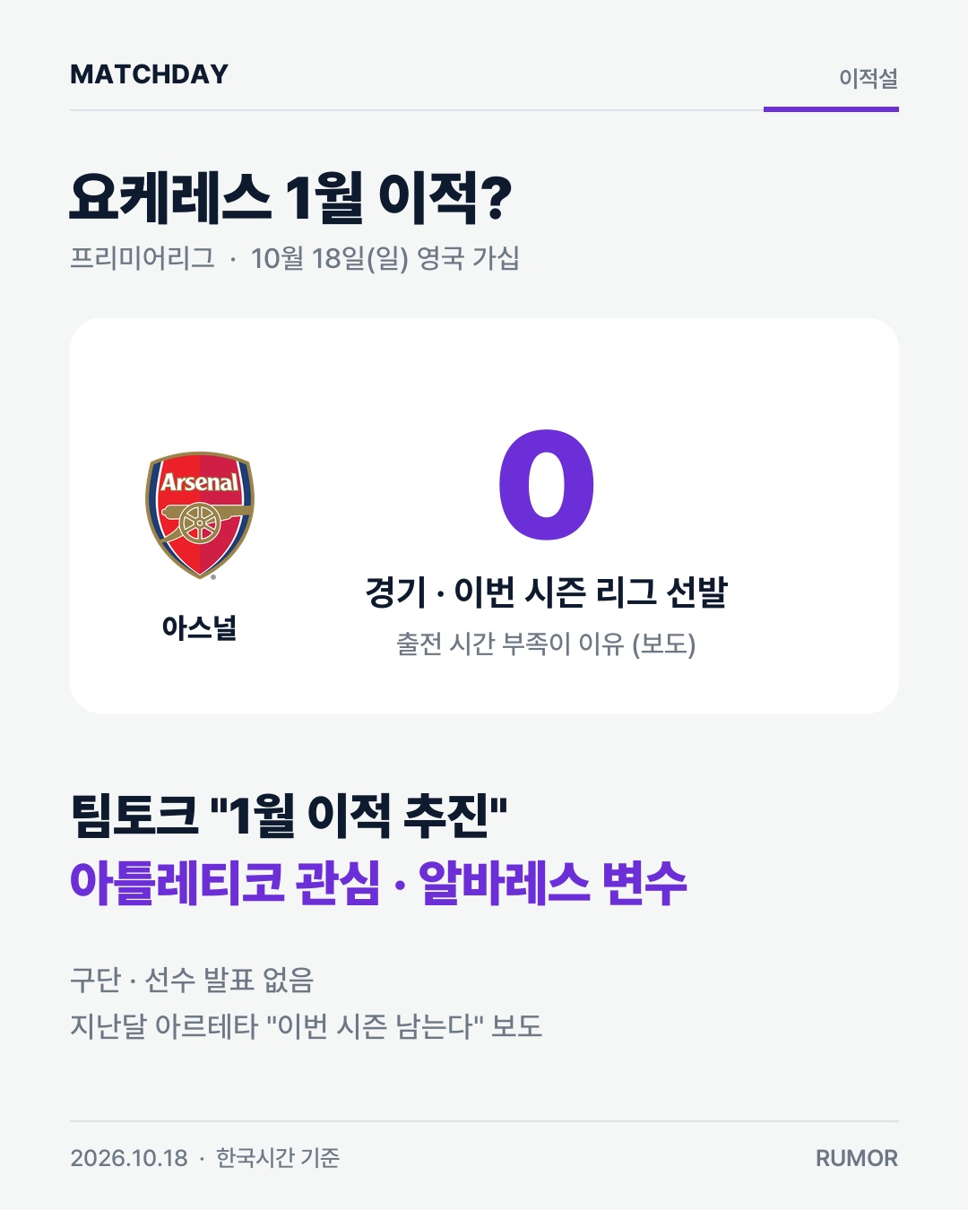 요케레스 아스널 알바레스 리포트