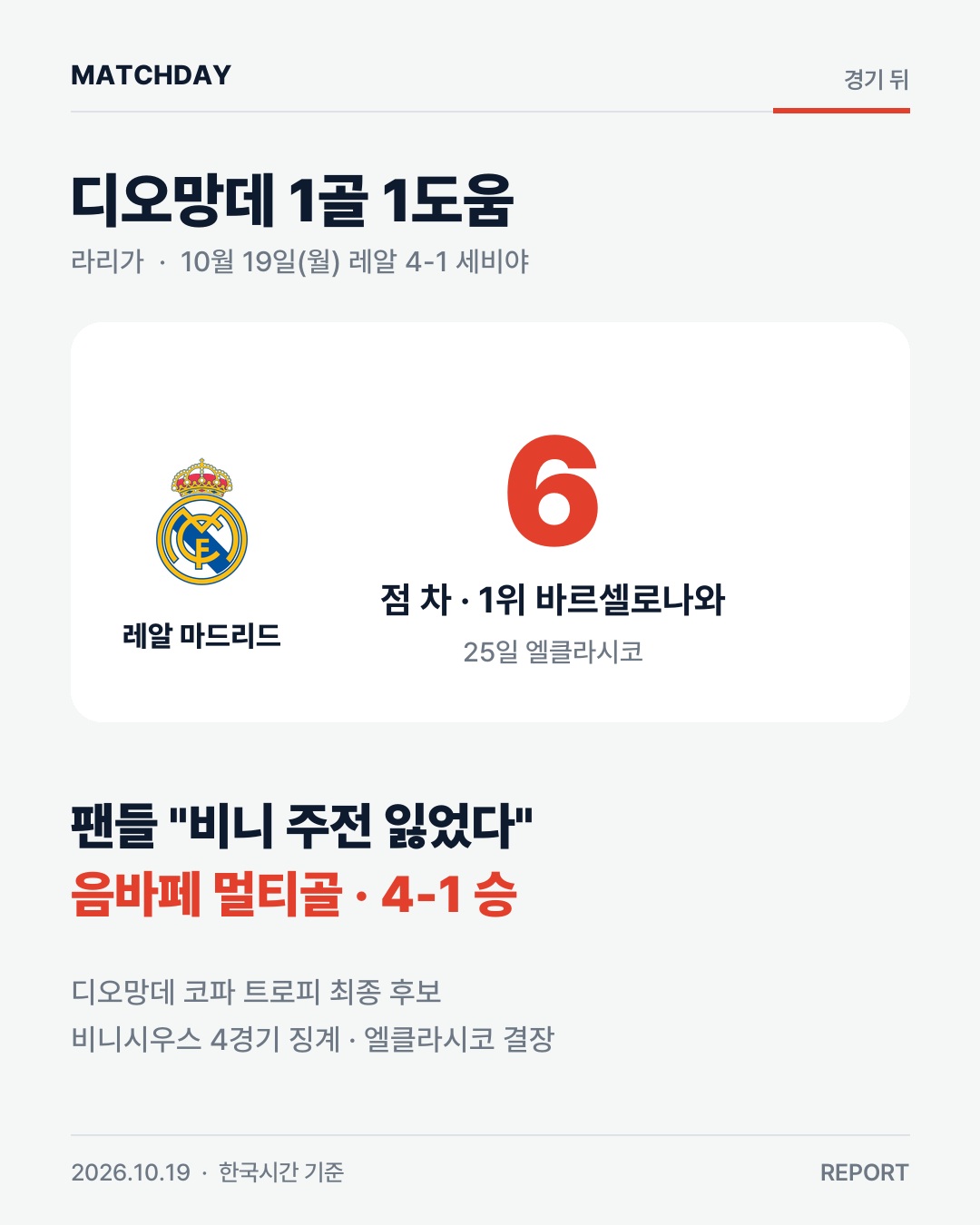레알마드리드 디오망데 비니시우스 리포트