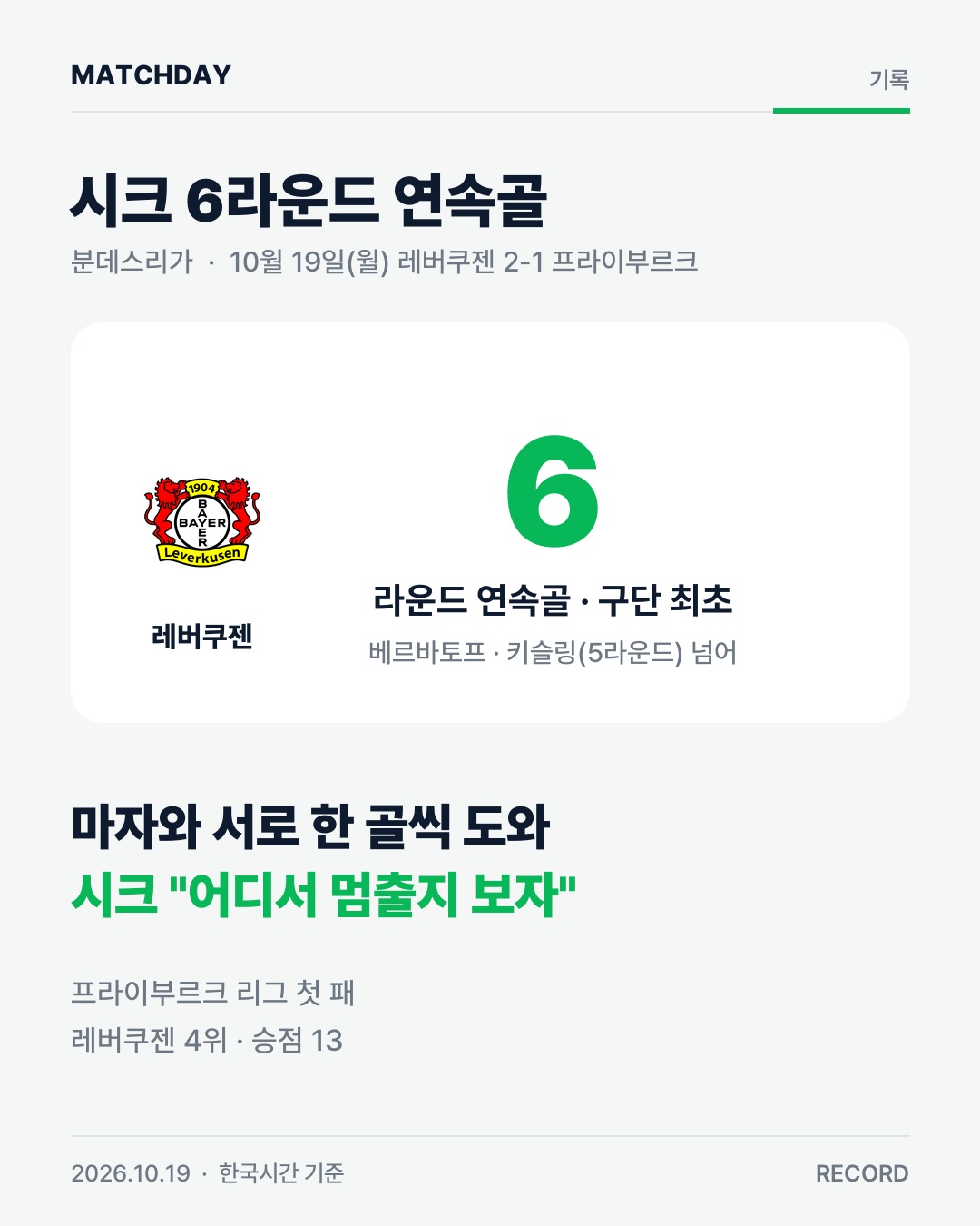 시크 레버쿠젠 프라이부르크 리포트