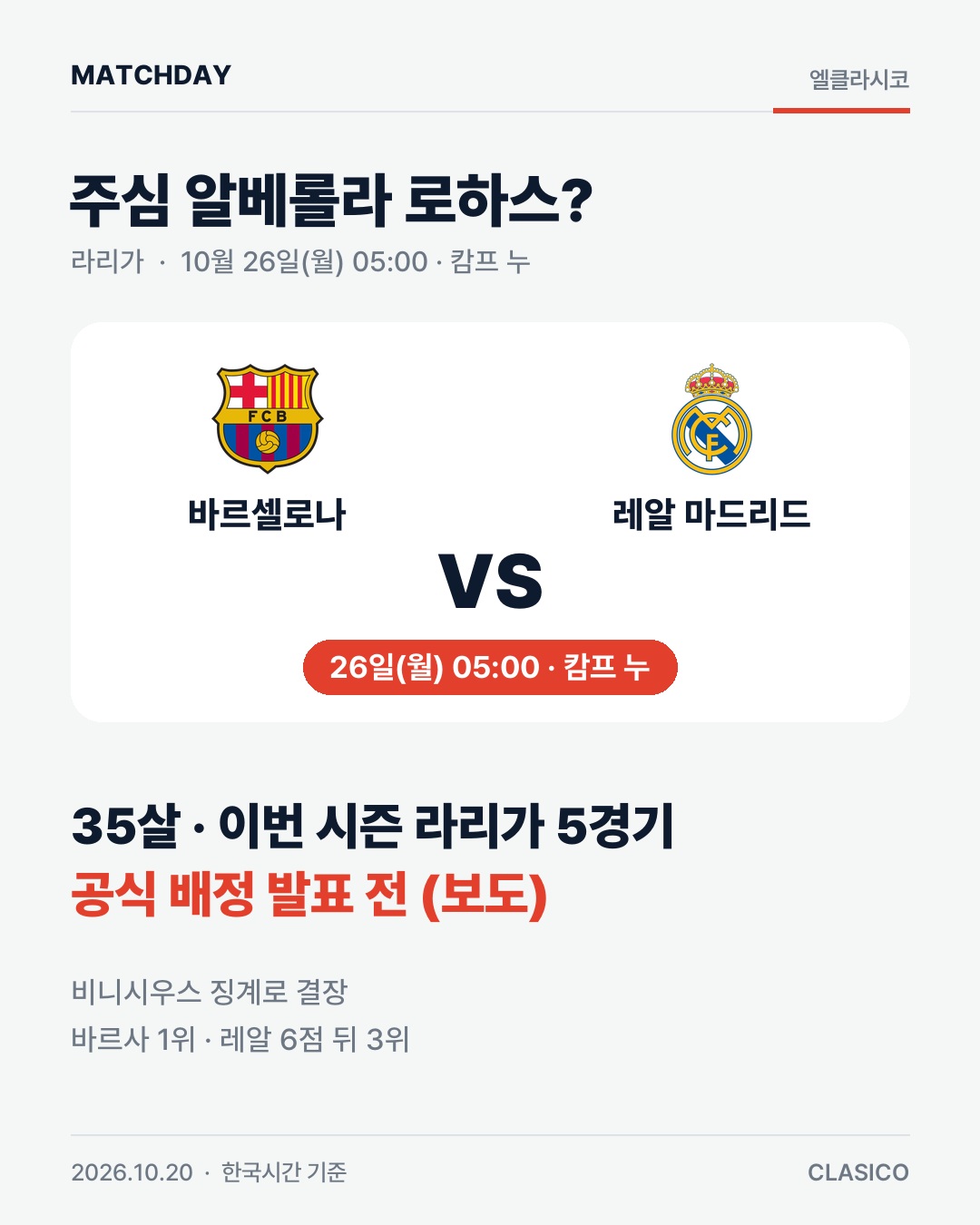 엘클라시코 바르셀로나 레알마드리드 리포트