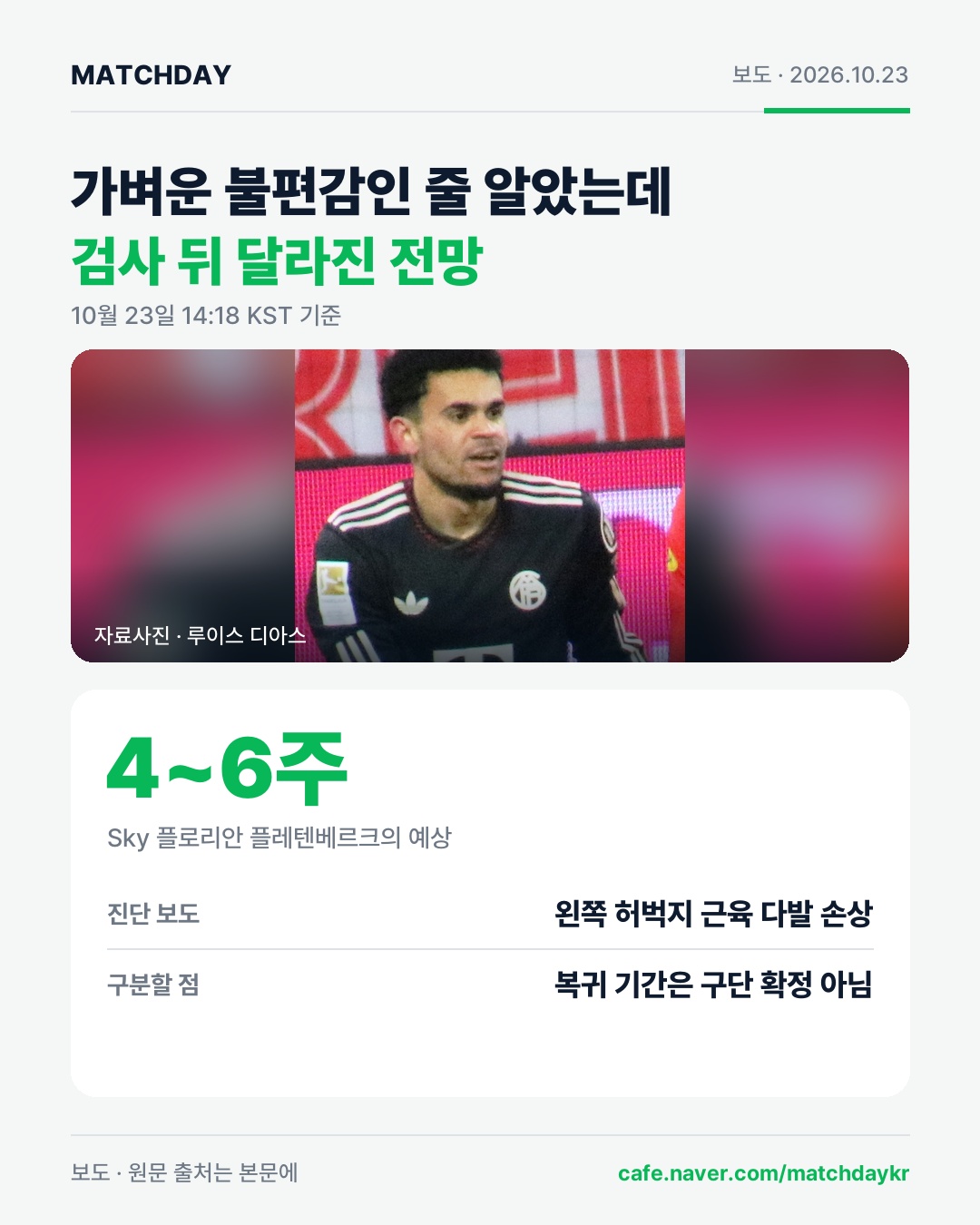 루이스디아스 바이에른뮌헨 부상 카드