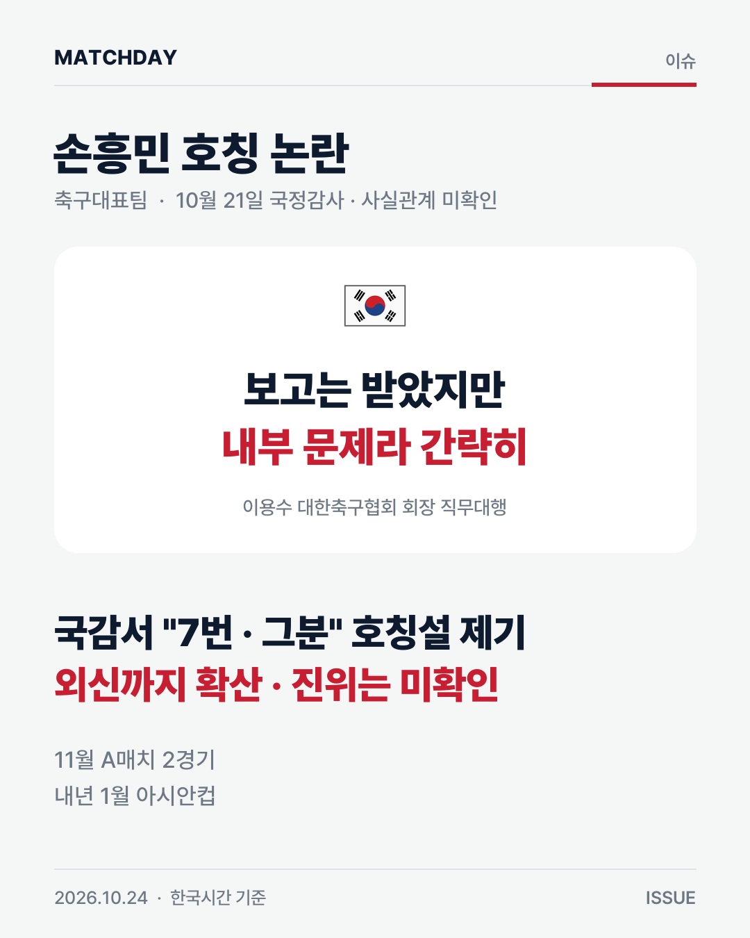 손흥민 축구대표팀 국정감사 리포트